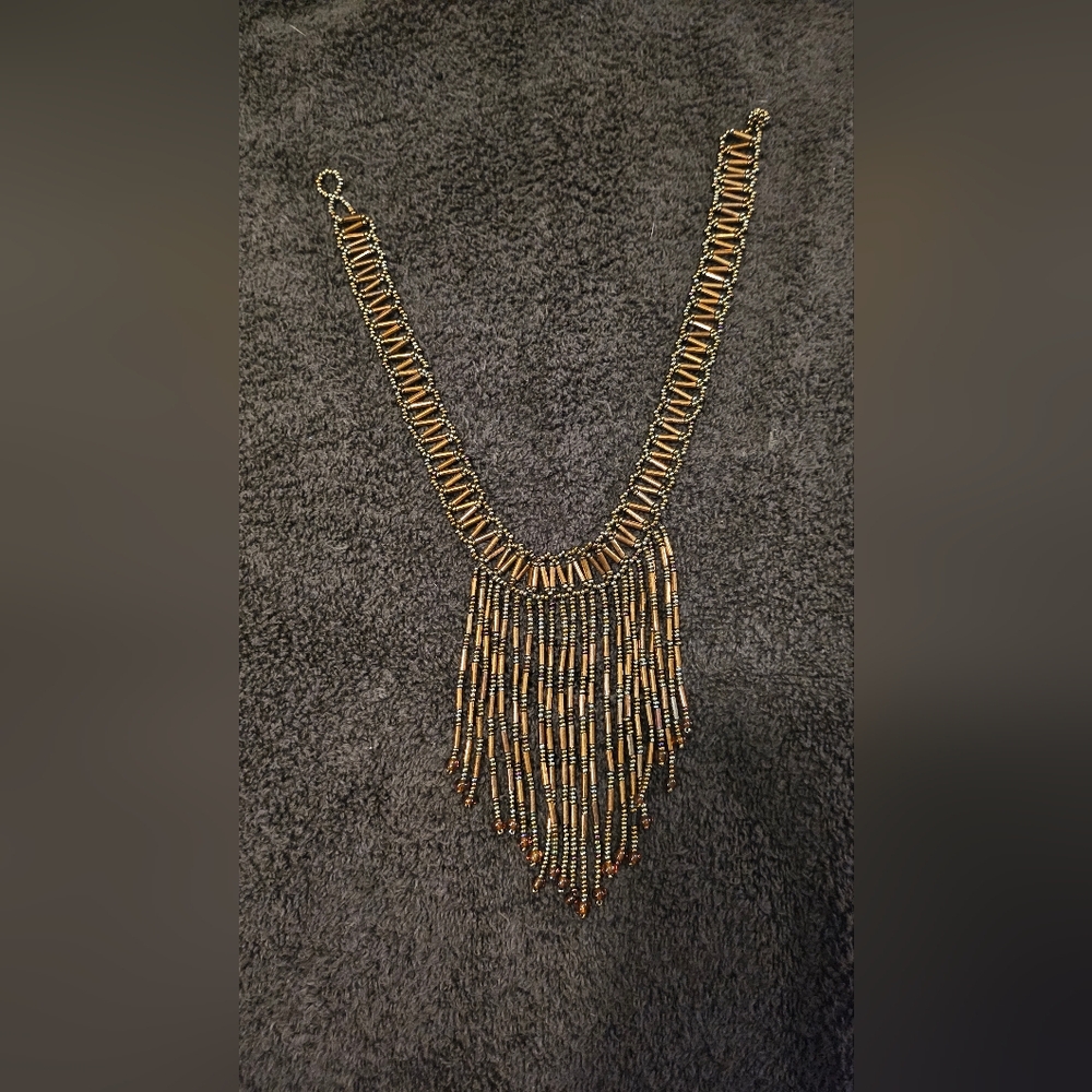 Elegant Gold and Black Beaded Necklace